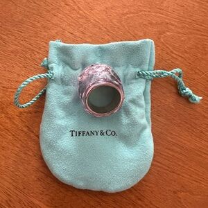 Tiffany & Co. Silver and Crystal Cocktail Ring with Pouch